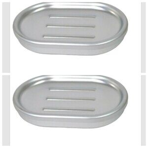 Set of 2 Made By Design Soap Dish Aluminum Silver Bath Bathroom 3.3" x 5" NEW